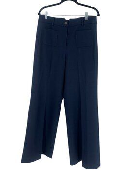 J. Crew Women’s Carolina Wide Leg Trousers 8 NWT Navy Wool Carreman Pant
